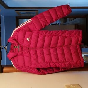 Adidas Magenta puffer coat.